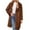 Coffee, variant on XFLWAM Womens Fuzzy Fleece Jacket Sherpa Trench Coat Trendy Double Breasted Open Front Long Cardigan with Pocket