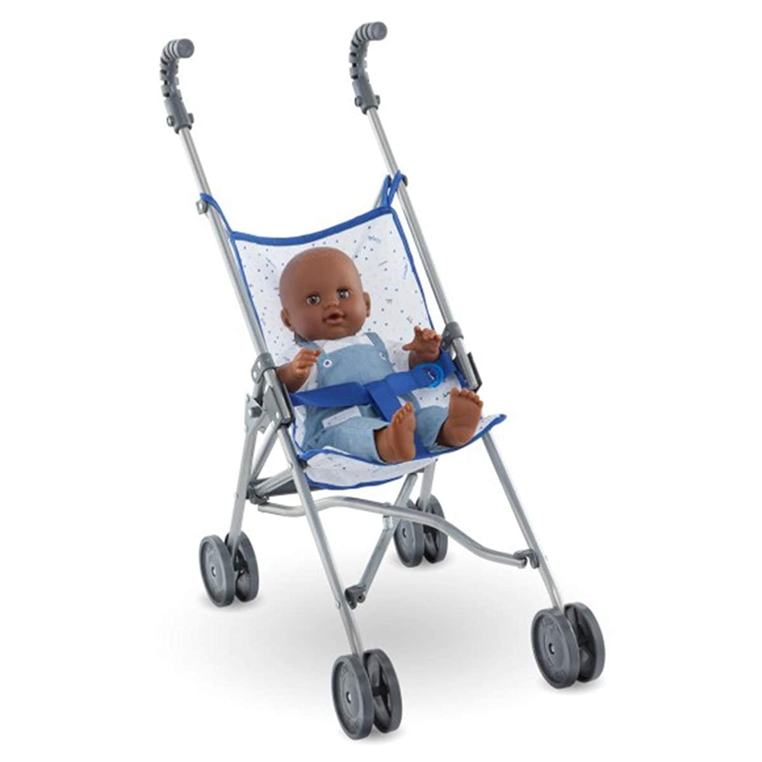 Corolle Umbrella Baby Doll Stroller For Mon Grand Poupon 14 And 17 Dolls Folding With 2 Locking Points For Safety Blue Walmart Com Walmart Com