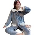 thumbnail image 2 of Pijamas navideños para mujer, ropa informal de dos piezas con estampado lindo de franela gruesa y cálida de dibujos animados para el hogar, 2 of 4