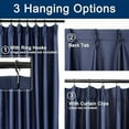 thumbnail image 3 of DriftAway Pinch Pleat Blackout Curtains 96 Inches Long Linen Curtains 2 Panels Set Faux Linen Textured Curtains for Bedroom Living Room Thermal Insulated Privacy Back Tab Window Drapes 52x96 Navy, 3 of 9