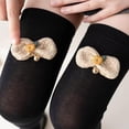 thumbnail image 5 of Godderr 2 Pairs Toddler Girls Academy Socks 3-13Y Autumn Spring Mid-Calf Socks Soft over Calf Socks Kids Knee High Socks Bow-Tie Thigh High Socks, 5 of 9