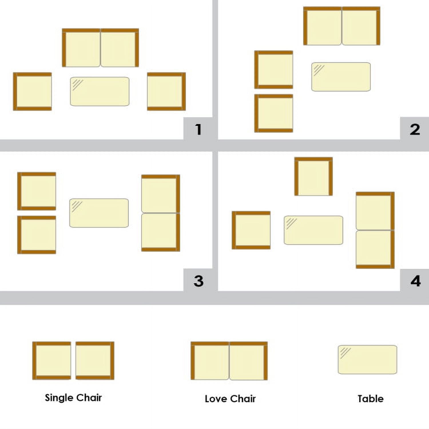 Aimee Lii 4 Pcs Patio Wicker Furniture Set, Cushioned Sofa Furniture with Tempered Glass Coffee Table, Small Patio Set, Gray