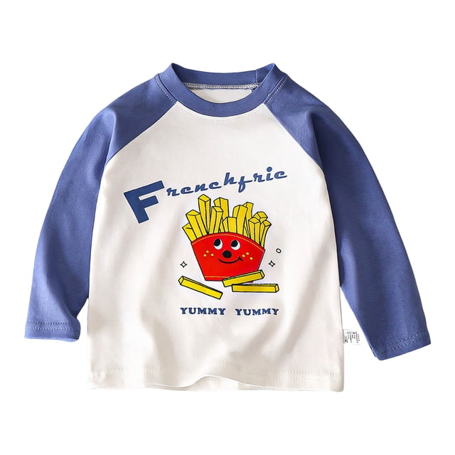 WUANDIXFA Chandails à Col Rond Unisexes pour Enfants et Tout-Petits Garçons Hauts à Manches Longues Confortables Doux Chauds à la Mode Mignons Imprimés de Dessins Animés Enfants Manches Longues Bleu, 2-3 Ans