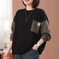 thumbnail image 2 of Sudaderas con capucha de cuello redondo informales coreanas para mujer, jersey de manga larga con bolsillos de retales, Tops de moda, otoño e invierno, 2023, 2 of 4