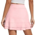 thumbnail image 4 of Womens 16" Skorts Tennis Golf Skirt with Pockets Ruffled Stretchy High Waisted Athletic Running Skirts, Pink L, 4 of 8