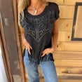thumbnail image 2 of Tops de Color Sólido para las Mujeres, Estampado Caliente Casual de Moda, Cuello Redondo de Manga Corta, 2 of 7