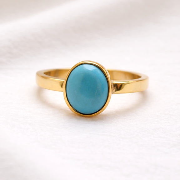 Arizona Turquoise Statement Ring in Gold Plated 925 Sterling Silver – Minimalist Blue Gemstone Ring