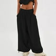 thumbnail image 2 of ZOELNIC Women's Wide Leg Baggy Pants Casual Drawstring Elastic Waist Lounge Pants with Pockets, M, 2 of 5