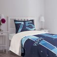 thumbnail image 5 of Ambesonne Navy Blue Quilted Bedspread Set 2 Pcs, Birthday Theme Stars, Twin Size, Dark Blue Pale Blue, 5 of 6