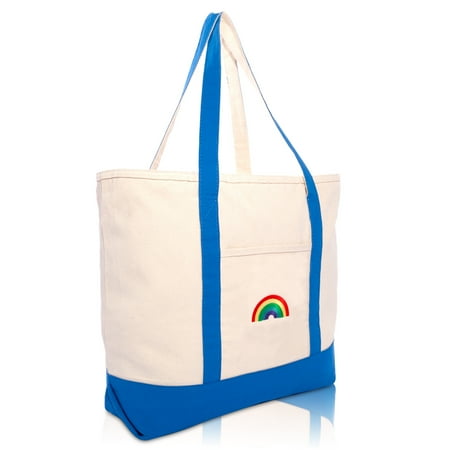 Dalix Cute Rainbow Tote Bag Reusable Grocery Teacher Bags Eco Pride Royal Blue