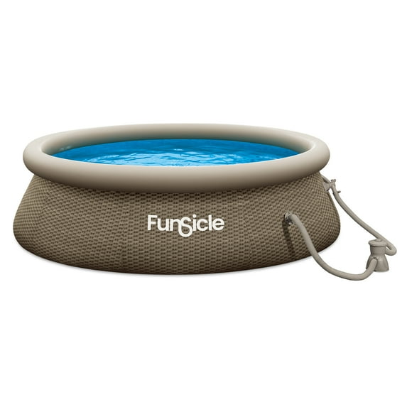 (Open Box) Funsicle Quickset 10’ x 30” Round Inflatable Top Ring Above Ground Swimming Pool Set