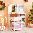 thumbnail image 2 of imerelez Vanity Table & Chair Set, 2 in 1 Princess Makeup Dressing Table w/Detachable Top, Toddler Vanity Desk with Drawers & Accessories, Vanity Set for Little Girls, White, 2 of 9