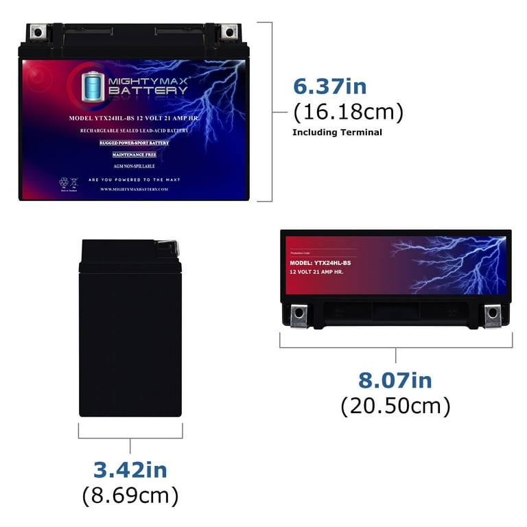 YTX24HL-BS 12V 21AH Sealed Lead Acid Battery for Kawasaki 1200