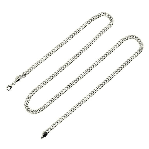 Shiyao Men S Necklace Stainless Steel Cuban Link Chain Silver Color Male Jewelry Gifts For Men Silver 5mm Width 50cm Long Walmart Com