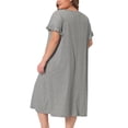 thumbnail image 4 of DARING DIVA Women's Plus Nightgown Short Sleeve Round Neck Soft Nightshirt 1X Grey, 4 of 6