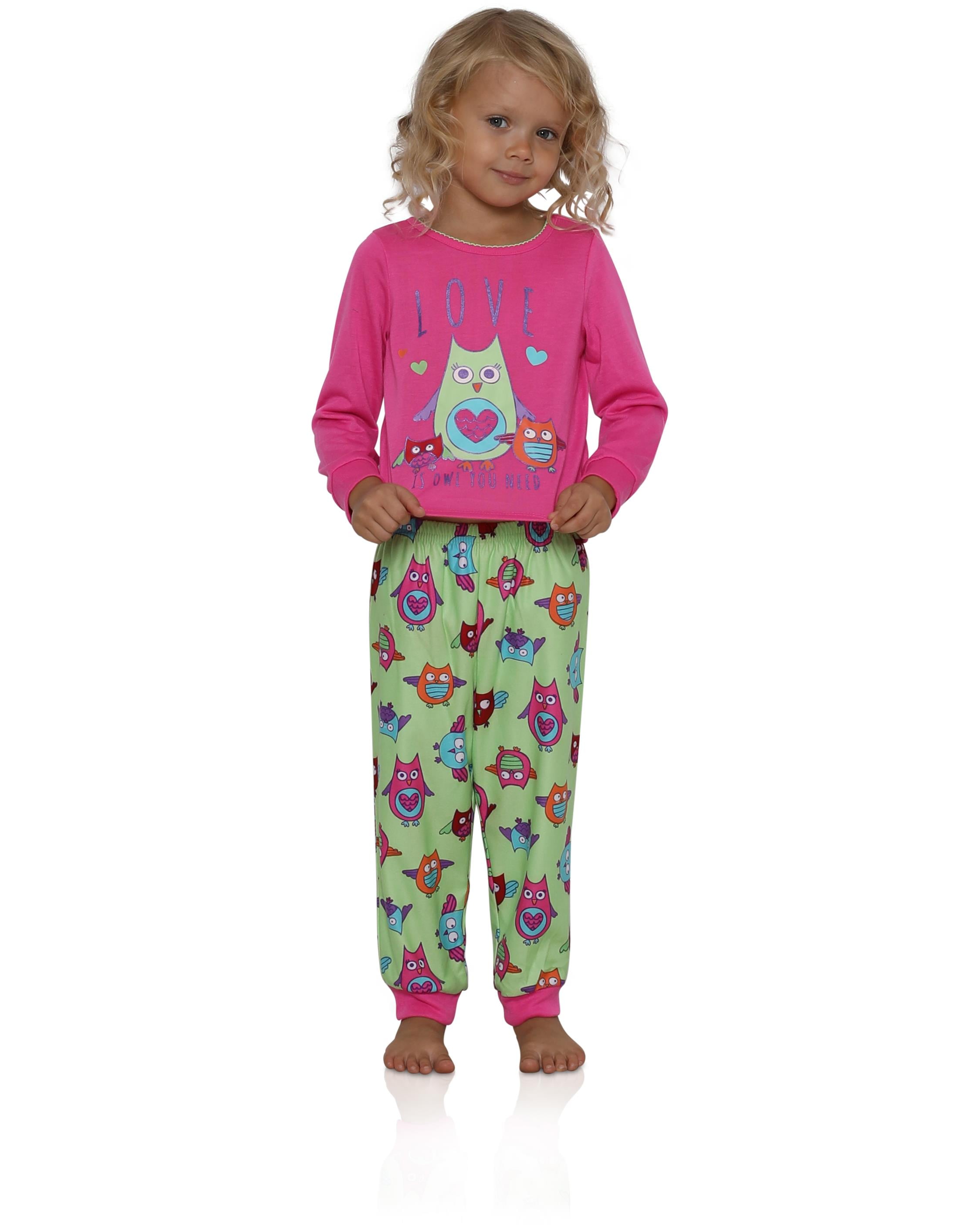 Komar Kids Girls' Owl Love 2pc Sleepwear Set, Iced Sage, Size: 3T ...
