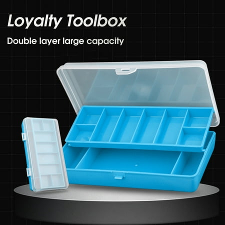 NIBOLOG Tough Fishing Tackle Box Multi Grids Lightweight Double Layer Fishing Bait Box Fishing Accessory