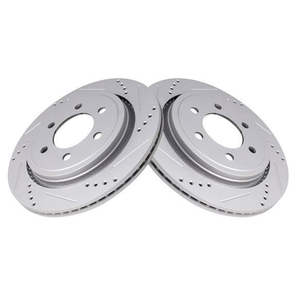 TRQ Rear Performance Brake Rotors Set Premium G-Coated Cross Drilled & Slotted Fits Select 2015-2017 Ford F-150