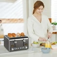 thumbnail image 4 of Toaster 4 Slice, Bagel Stainless Toaster with LCD Timer, 1.4'' Wide Slots, Dual Screen, 1800W,Grey, 4 of 8