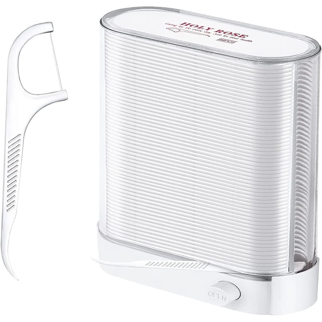 Paquete de 88 púas de hilo dental natural, dispensador de hilo dental ecológico, portátil, sellado, higiénico (blanco1)