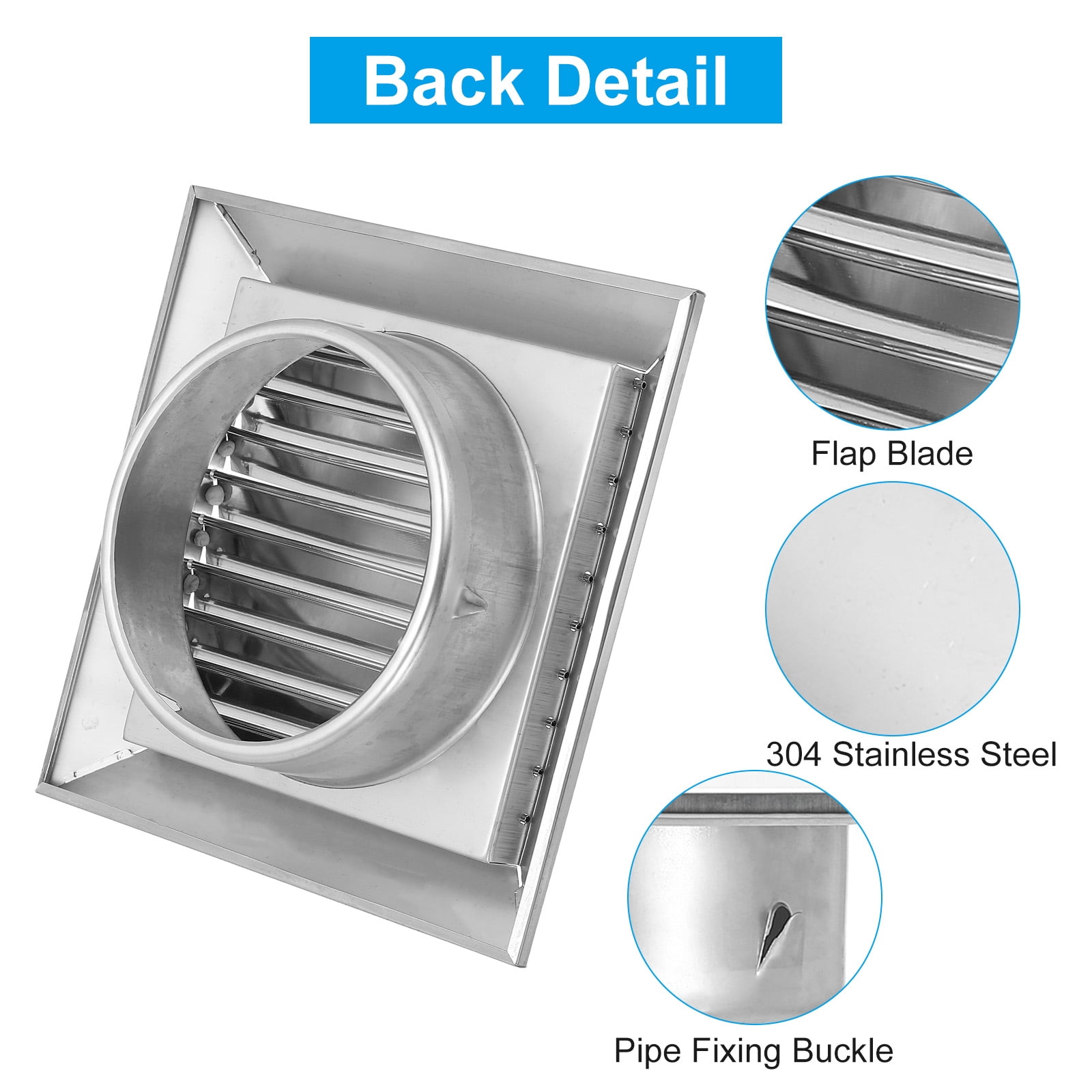 Uxcell 6 Inch Dryer Vent Cover, Stainless Steel Exterior Wall Outlet Vent Grille, Louvered with Flap