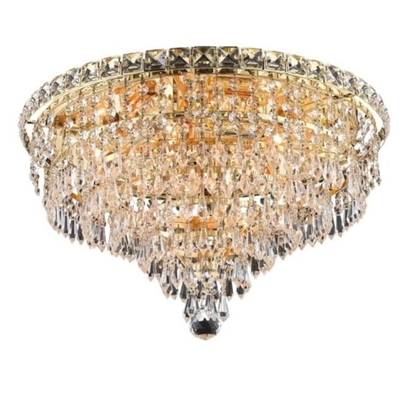 PWG Lighting - Lighting By Pecaso 2148F18G-RC Karci Heirloom Handcut Crystal Flush Mount, Gold
