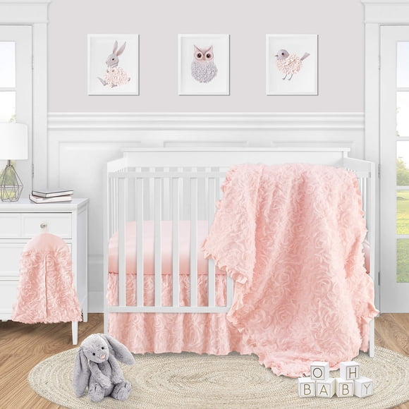 Juego de ropa de cama para cuna de bebé Sweet Jojo Designs Pink Rose, 4 piezas