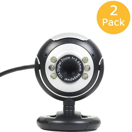 Vision Microphone - Fosmon 2 Pack HD 12.0 MP 6 LED USB Webcam Camera with Mic & Night Vision for Desktop PC Laptop