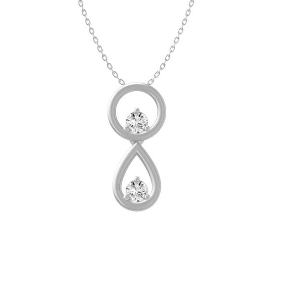 Araiya Fine Jewelry Sterling Silver Diamond Circle and pear Pendant with Silver Cable Chain Necklace (1/5 cttw, I2-I3 Clarity, I-J Color) 18inch | Metal Weight :1.923 gram