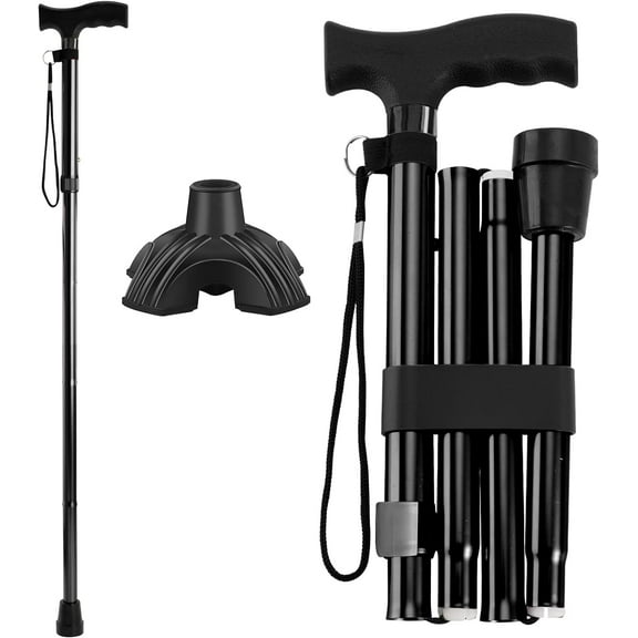 Walking Cane Cane for Man/Woman | Mobility & Daily Living Aids | 5-Level Height Adjustable Walking Stick | Comfortable Plastic T-Handle Portable Walking Stick Folding Cane