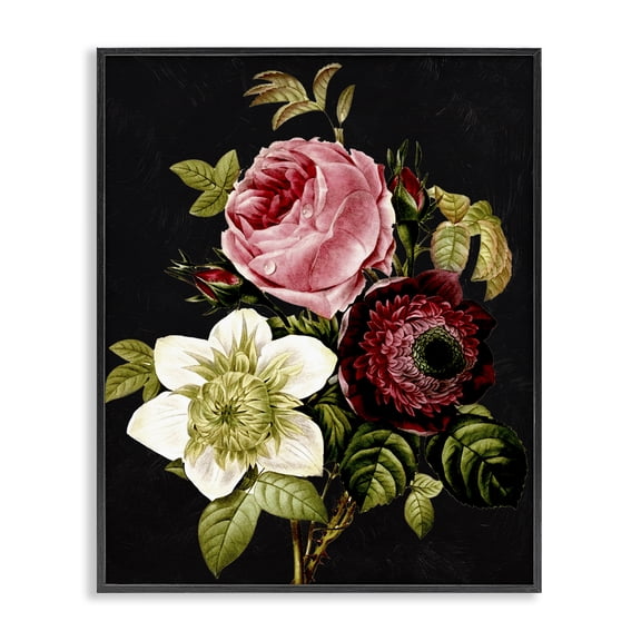 Stupell Industries Victorian Pink & Red Florals Black Framed Giclee Art, 24 x 30, by Piddix