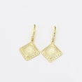 thumbnail image 2 of Modernos Aretes Largos Rombo Diseño Grecas Oro 14k Laminado dorado Unitalla, 2 of 6