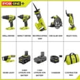 thumbnail image 2 of Kit combinado RYOBI P1819 One+ de 18 V con 6 herramientas, batería de 4,0 Ah y 1,5 Ah, 2 of 9