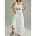 thumbnail image 3 of Musuos Women's Summer 2Pcs Skirt Set Lace Trim Sleeveless Square Neck Tank Tops with Long Skirt Set Vaction Clothes, 3 of 10