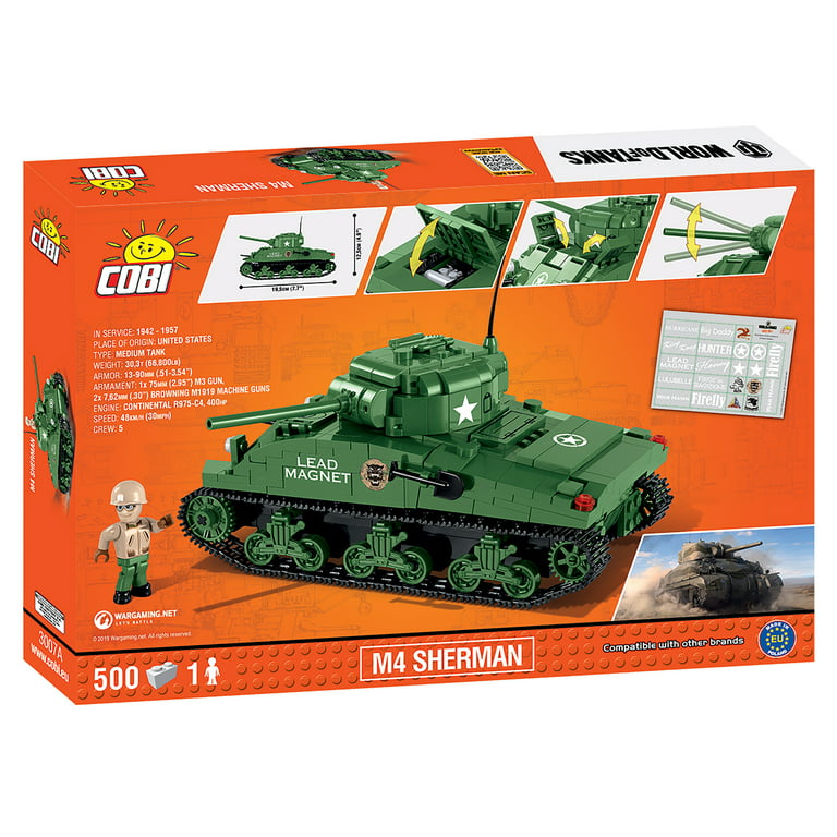 COBI Small Army WOT M4 Sherman 500 Piece Construction Blocks Building Kit 