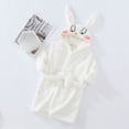 thumbnail image 2 of NOLDARES Girls Boys Fleece Hooded Robe Warm Sleepwear for Toddler Kids Soft Fuzzy Bathrobe Gifts,White,5-6 Y, 2 of 5