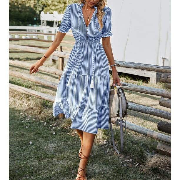 Next blue top striped dress
