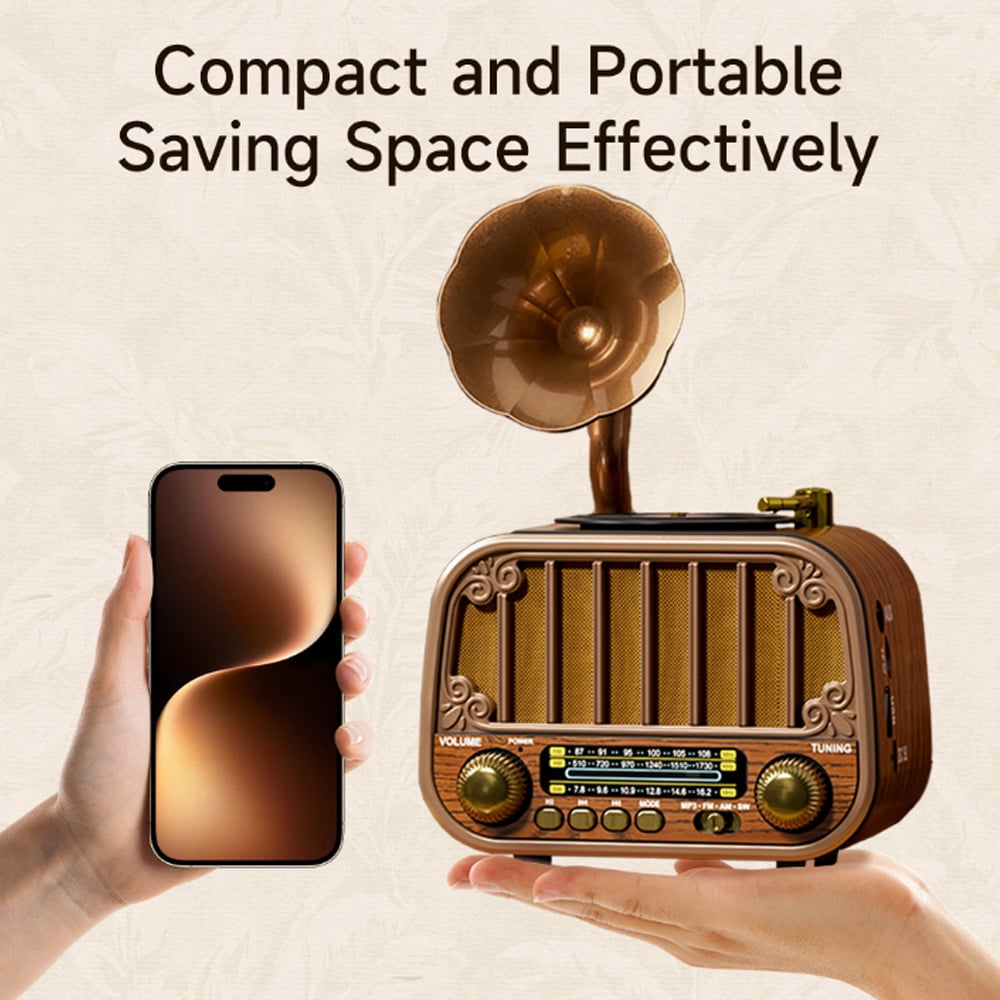 LC-dolida Portable AM/FM/SW Radio with Bluetooth TF Card/U Disk Playback High Sound Quality, Long Battery Life Strong Reception Easy to Use for Home Seniors Outdoor Use