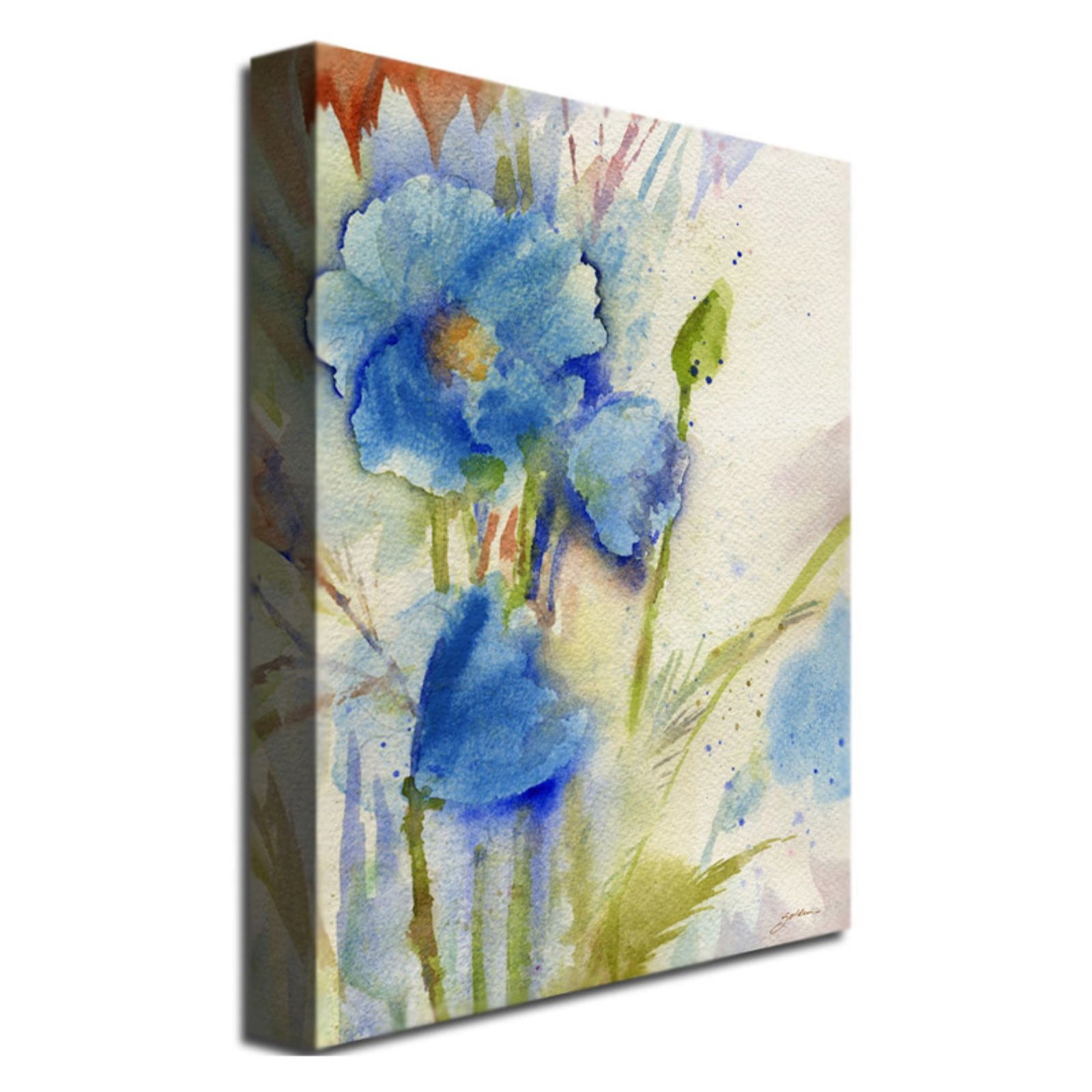 Trademark Fine Art Sheila Golden 'Magical Blue Poppy' Canvas Art 35x47 Inches