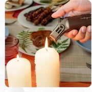Quad Torch Lighter - Handheld Blow Torch for Cooking, Soldering, Resin Art - Portable Torch with Adjustable Flame & Ignition Lock - Luxurious Kitchen Torch & Gift Box by inZaynity - Steel Brown