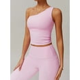 thumbnail image 5 of Women'S One Shoulder Tank Tops Sleeveless Slim Fit Cropped Tee Shirt Y2k Tops Pink XL, 5 of 8
