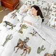 thumbnail image 4 of Castle Fairy Western Cowboy Bedding Comforter Set 7pcs for Boys Girls,Exotic Style Cactus Bull Skull Queen Bedding Sets Super Cozy,Retro Vintage Aesthetic Queen Sheet Sets,Luxury Bedroom Decor, 4 of 8