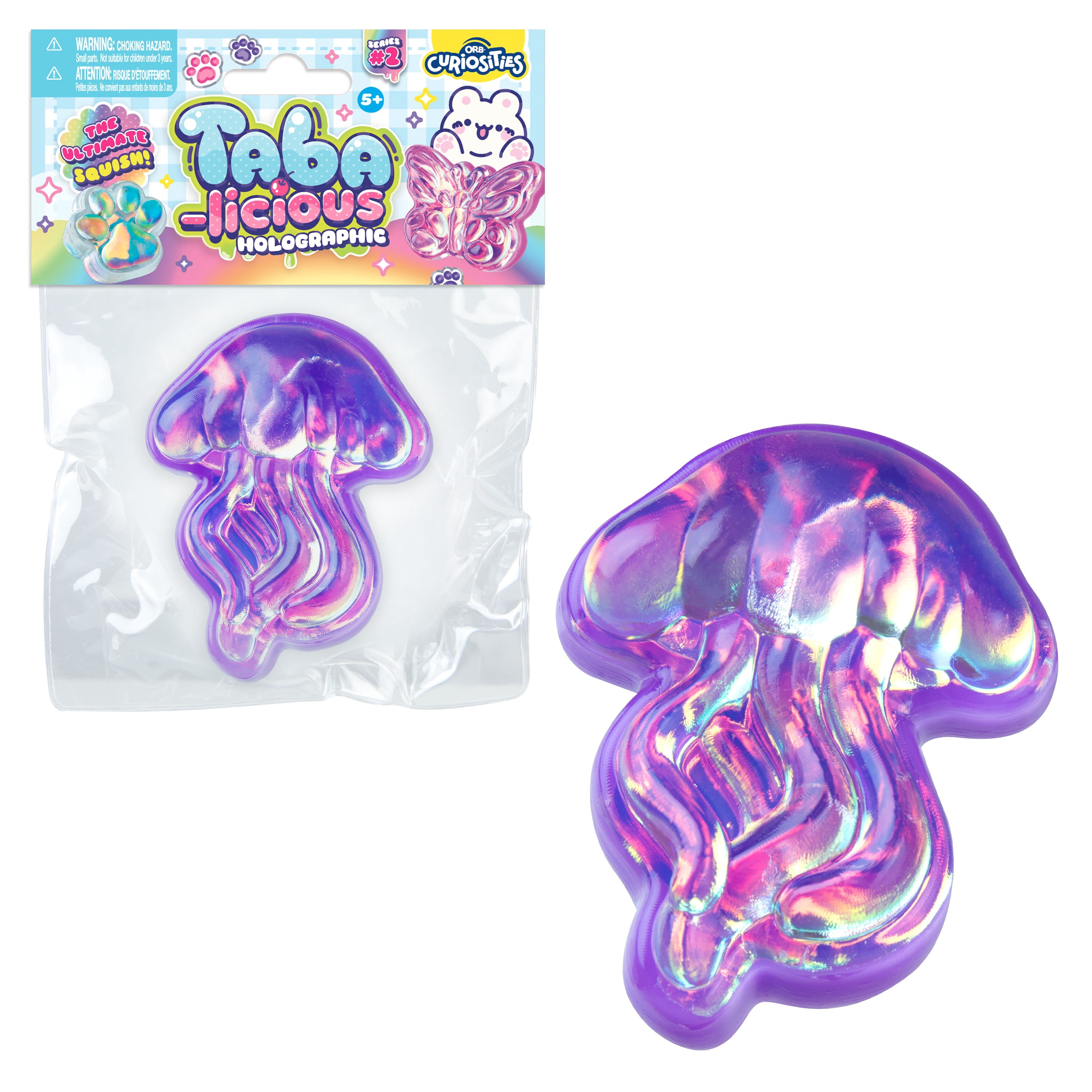 ORB Tabalicious Holographic TABA Squishy Jellyfish Toy - Cute, Sticky Jellyfish TABA Squishies with Holographic Surface - Fun Squishy Stress Ball Toys - Kawaii Sensory Fidget Toys for Kids and Adults