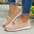 thumbnail image 3 of Women's Wedge Suede Loafers Low Cut Casual Wide Width Tennis Shoes Metal Chain Comfortable Non Slip Walking Sneakers Brown Size 7.5, 3 of 5