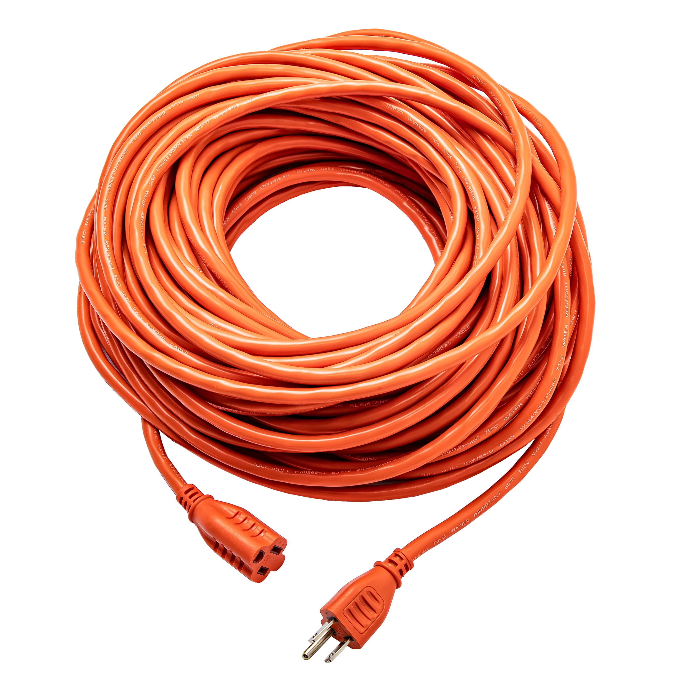 Hyper Tough 16AWGX3C 100ft Indoor and Outdoor Light Duty Orange Vinyl Extension Cord