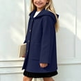thumbnail image 6 of Vmberlty Kids Hooded Winter Coats Casual Solid Color Long Sleeve Wool Blend Coats Hooded Single Breasted Mid-Length Trench Jackets With Pockets Versatile Kids Winter Outerwear, 6 of 9