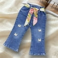 thumbnail image 5 of NAISIBABY Girls Flare Jeans 8T, High Waist Stretch Loose with Silk Belt Casual Fashion Denim Pants Blue (2-8T), 5 of 6