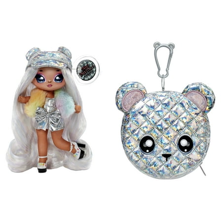 Na Na Na Surprise 2-in-1 Fashion Doll and Metallic Purse Glam Series - Ari Prism, Doll in Prismatic Sliver Dress and Hat with Bear Purse