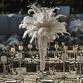 Efavormart Set of 2 Tall Silver Beaded Crystals Trumpet Floral Vase ...