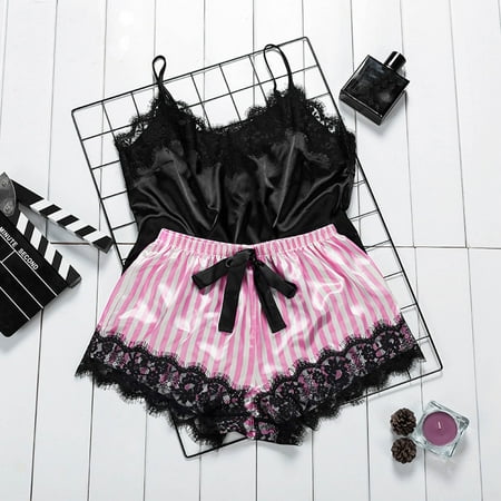 

jsaierl Lingerie Sets for Women Plus Size Sexy Women Lingerie Lace Satin Temptation Babydoll Underwear Camis Panties Underpants Shorts Sleepwear Briefs Suit Satin Valentines Lingerie
